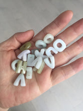 Load image into Gallery viewer, 100% natural type A green purple white jadeite jade Initial letter group PB41 E, F, H, K, P, L, O, Q, U, V, Y, Z

