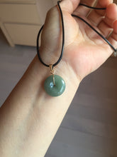 Load image into Gallery viewer, 14.5-23mm Type A 100% Natural dark green black gray(老油青) Jadeite Safety Guardian Button donuts pendant PF45
