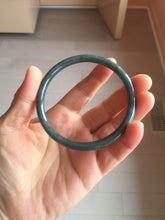 Load image into Gallery viewer, 60.8mm Certified Type A 100% Natural icy watery dark green/blue/gray Guatemala slim round cut Jadeite bangle PH140-4311
