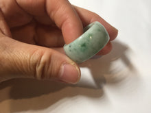 Load image into Gallery viewer, Size 10 3/4 100% natural type A sunny green light green white broad jadeite jade band ring thumb ring PC246-1
