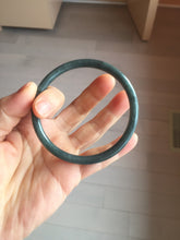 Load image into Gallery viewer, 60.8mm Certified Type A 100% Natural icy watery dark green/blue/gray Guatemala slim round cut Jadeite bangle PH140-4311
