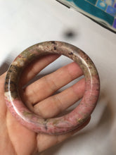 Load image into Gallery viewer, 55.5 100% natural red/pink/black/gray chubby round cut rose stone (Rhodonite) bangle SY23
