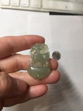 Load image into Gallery viewer, Type A 100% Natural Icy Watery Light Green gray (淡油冰)Jadeite Jade Greatest of All Time Goat Pendant PC231
