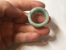 Load image into Gallery viewer, Size 10 3/4 100% natural type A sunny green light green white broad jadeite jade band ring thumb ring PC246-1
