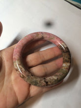 Load image into Gallery viewer, 55.5 100% natural red/pink/black/gray chubby round cut rose stone (Rhodonite) bangle SY23
