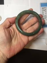 Load image into Gallery viewer, 55.5mm Certified Type A 100% Natural oily dark green(老油青)/gray Jadeite bangle BG225-3214
