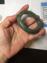 Load image into Gallery viewer, 55.5mm Certified Type A 100% Natural oily dark green(老油青)/gray Jadeite bangle BG225-3214
