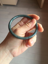Load image into Gallery viewer, 60.8mm Certified Type A 100% Natural icy watery dark green/blue/gray Guatemala slim round cut Jadeite bangle PH140-4311
