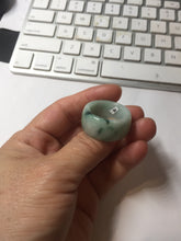 Load image into Gallery viewer, Size 10 3/4 100% natural type A sunny green light green white broad jadeite jade band ring thumb ring PC246-2
