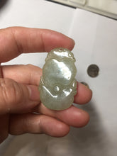 Load image into Gallery viewer, Type A 100% Natural  Light Green gray (淡油冰)Jadeite Jade bunny rabbit Pendant PC232
