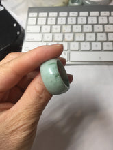 Load image into Gallery viewer, Size 10 3/4 100% natural type A sunny green light green white broad jadeite jade band ring thumb ring PC246-2
