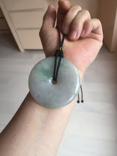 Load image into Gallery viewer, 56.6mm 100% Natural sunny green/purple/gray jadeite Jade big Safety Guardian Button(donut) Pendant/worry stone F143
