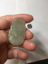 Load image into Gallery viewer, Type A 100% Natural  Light Green gray (淡油冰)Jadeite Jade bunny rabbit Pendant PC232

