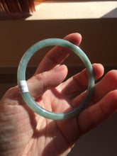 Load image into Gallery viewer, 58.5mm Certified Type A 100% Natural light green/blue/gray Guatemala slim round cut Jadeite bangle PD75-8151
