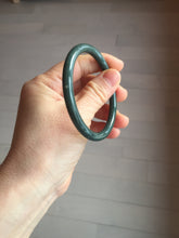 Load image into Gallery viewer, 55.4mm Certified Type A 100% Natural dark green/blue/gray Guatemala slim round cut Jadeite bangle PH139-4309
