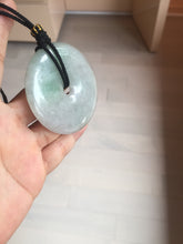 Load image into Gallery viewer, 56.6mm 100% Natural sunny green/purple/gray jadeite Jade big Safety Guardian Button(donut) Pendant/worry stone F143
