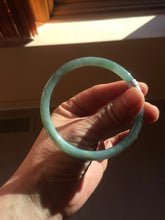Load image into Gallery viewer, 58.5mm Certified Type A 100% Natural light green/blue/gray Guatemala slim round cut Jadeite bangle PD75-8151
