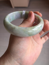 Load image into Gallery viewer, 56.5mm certificated Type A 100% Natural sunny green/purple/yellow  Monet’s Water Lilies Jade bangle E62-1029

