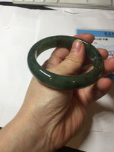 Load image into Gallery viewer, 57.5mm Certified Type A 100% Natural oily dark green(老油青)/gray Jadeite bangle BG226-3213
