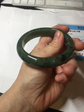 Load image into Gallery viewer, 57.5mm Certified Type A 100% Natural oily dark green(老油青)/gray Jadeite bangle BG226-3213
