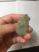 Load image into Gallery viewer, Type A 100% Natural  Light Green gray (淡油冰)Jadeite Jade bunny rabbit Pendant PC232
