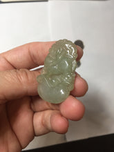 Load image into Gallery viewer, Type A 100% Natural  Light Green gray (淡油冰)Jadeite Jade bunny rabbit Pendant PC232

