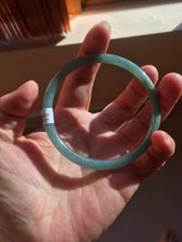 Load image into Gallery viewer, 58.5mm Certified Type A 100% Natural light green/blue/gray Guatemala slim round cut Jadeite bangle PD74-8134

