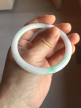 Load image into Gallery viewer, 55.5mm Certified Type A 100% Natural sunny green/white(白底青) flat Jadeite Jade bangle PE40-2866
