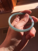 Load image into Gallery viewer, 58.5mm Certified Type A 100% Natural light green/blue/gray Guatemala slim round cut Jadeite bangle PD74-8134
