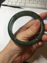 Load image into Gallery viewer, 57.5mm Certified Type A 100% Natural oily dark green(老油青)/gray Jadeite bangle BG226-3213

