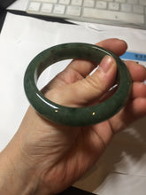 Load image into Gallery viewer, 57.5mm Certified Type A 100% Natural oily dark green(老油青)/gray Jadeite bangle BG226-3213
