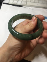 Load image into Gallery viewer, 57.5mm Certified Type A 100% Natural oily dark green(老油青)/gray Jadeite bangle BG226-3213
