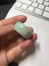 Load image into Gallery viewer, Size 12 100% natural type A sunny green light green white broad jadeite jade band ring thumb ring PC246-3
