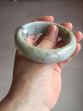 Load image into Gallery viewer, 56.5mm certificated Type A 100% Natural sunny green/purple/yellow  Monet’s Water Lilies Jade bangle E62-1029
