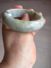 Load image into Gallery viewer, 56.5mm certificated Type A 100% Natural sunny green/purple/yellow  Monet’s Water Lilies Jade bangle E62-1029
