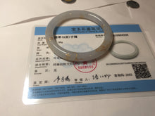 Load image into Gallery viewer, 56.5mm 100% Natural type A light green white carved and golden-painted Jadeite Jade bangle PA112-4326
