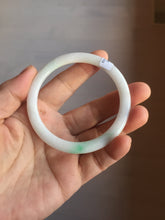 Load image into Gallery viewer, 55.5mm Certified Type A 100% Natural sunny green/white(白底青) flat Jadeite Jade bangle PE40-2866
