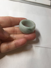 Load image into Gallery viewer, Size 12 100% natural type A sunny green light green white broad jadeite jade band ring thumb ring PC246-3
