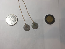 Load image into Gallery viewer, 12.8mm 100% Natural icy watery fine texture light green purple safe and sound donut button jadeite Jade dangling earring PB176
