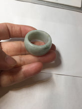 Load image into Gallery viewer, Size 12 100% natural type A sunny green light green white broad jadeite jade band ring thumb ring PC246-3
