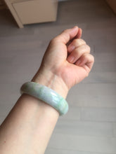 Load image into Gallery viewer, 56.5mm certificated Type A 100% Natural sunny green/purple/yellow  Monet’s Water Lilies Jade bangle E62-1029
