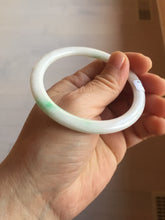 Load image into Gallery viewer, 55.5mm Certified Type A 100% Natural sunny green/white(白底青) flat Jadeite Jade bangle PE40-2866
