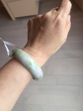 Load image into Gallery viewer, 56.5mm certificated Type A 100% Natural sunny green/purple/yellow  Monet’s Water Lilies Jade bangle E62-1029

