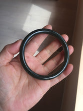 Load image into Gallery viewer, 62.8mm certified 100% Natural dark green/black meteorite round cut nephrite bangle HN131-0595
