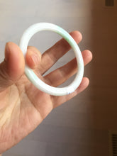 Load image into Gallery viewer, 55.5mm Certified Type A 100% Natural sunny green/white(白底青) flat Jadeite Jade bangle PE40-2866
