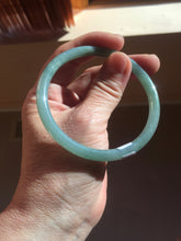 Load image into Gallery viewer, 58.5mm Certified Type A 100% Natural light green/blue/gray Guatemala slim round cut Jadeite bangle PD72-8135
