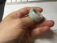 Load image into Gallery viewer, Size 12 100% natural type A sunny green light green white broad jadeite jade band ring thumb ring PC246-3
