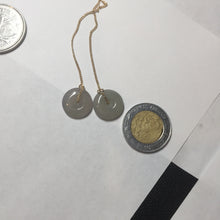 Load image into Gallery viewer, 12.8mm 100% Natural icy watery fine texture light green purple safe and sound donut button jadeite Jade dangling earring PB176
