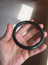 Load image into Gallery viewer, 62.8mm certified 100% Natural dark green/black meteorite round cut nephrite bangle HN131-0595
