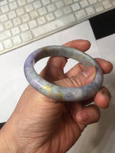 Load image into Gallery viewer, 55.2mm 100% Natural type A green purple carved branches and flowers and golden-painted Jadeite Jade bangle PH183
